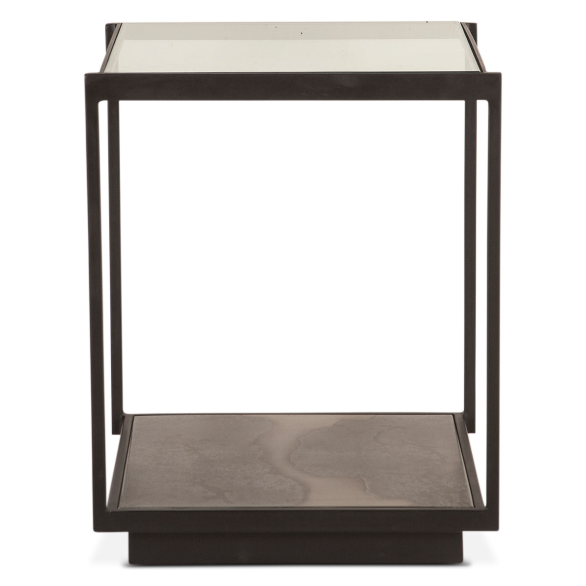 Home Trends Direct Moab 18" Side Table with Glass Top — Oxidized Black