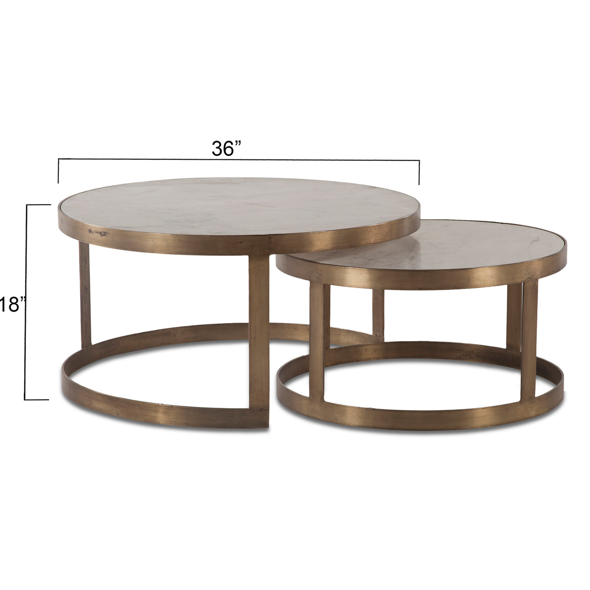 Home Trends & Design Michaelangelo 36" Nesting Coffee Table with White Marble — Natural