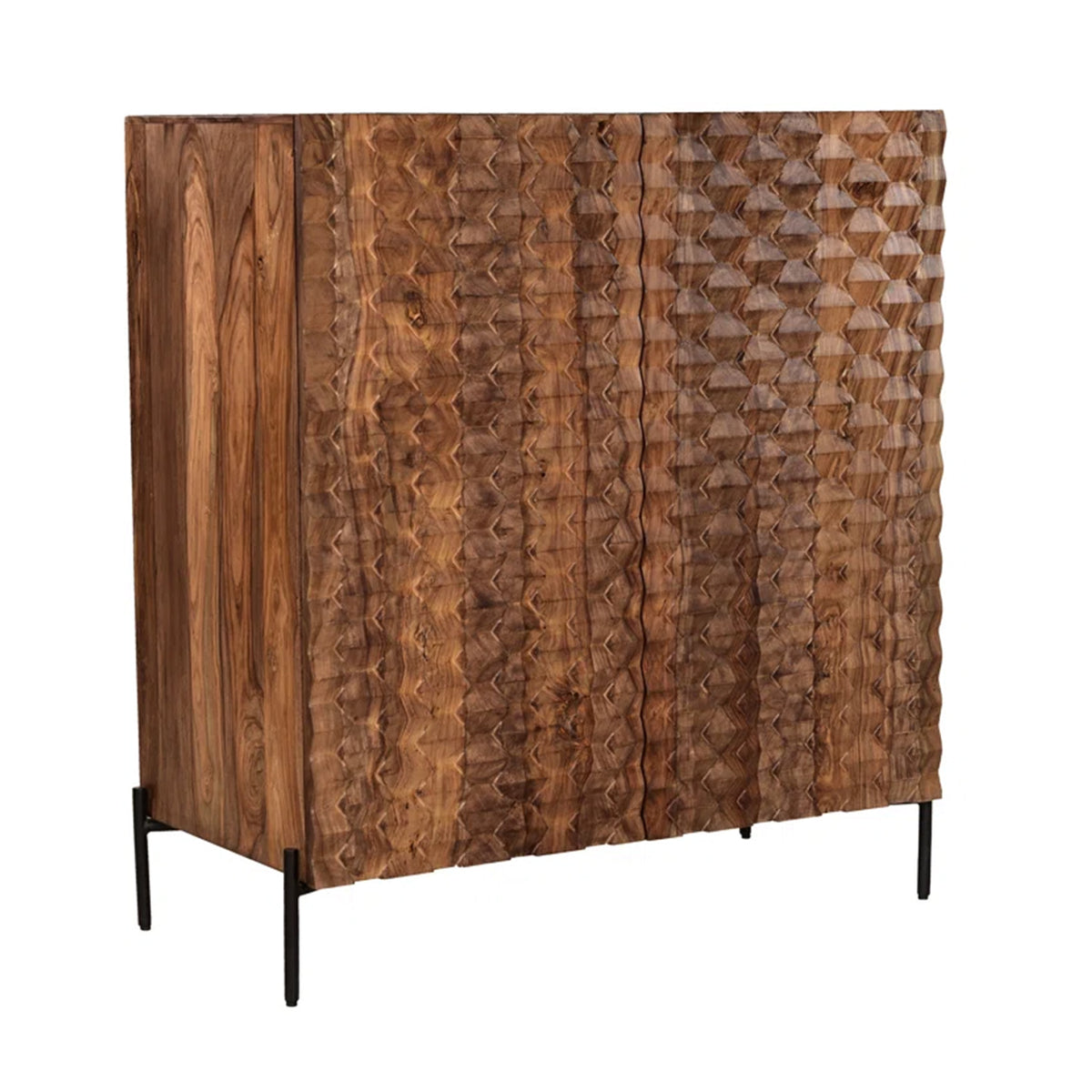 Home Trends Direct Miles 39" Bar Cabinet — Carved Brownstone