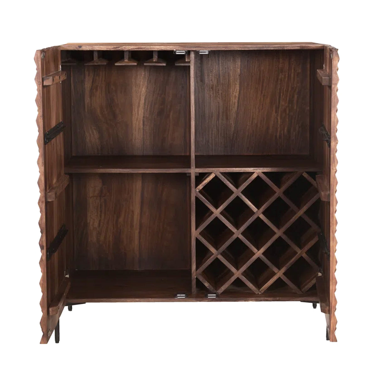 Home Trends Direct Miles 39" Bar Cabinet — Carved Brownstone