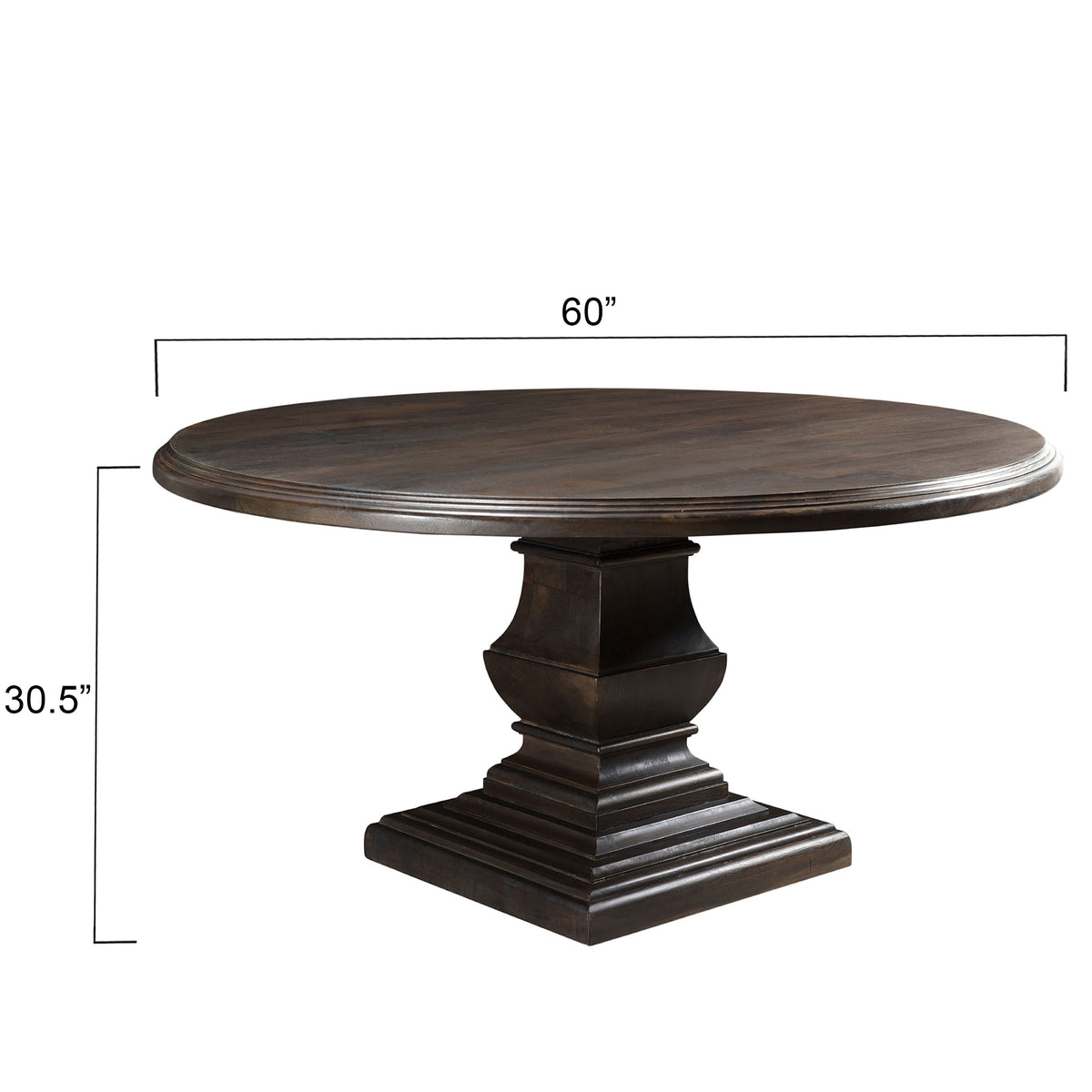 Home Trends & Design Nimes Round Dining Table — Vintage Brown