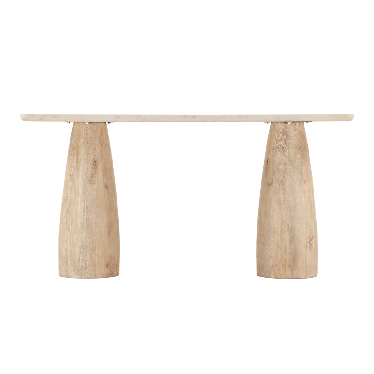 Home Trends & Design Palm Springs 60" Console Table with White Marble and Whitewash Modern Base — Whitewash