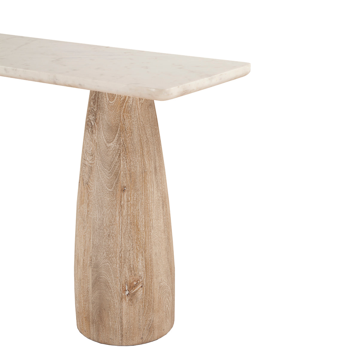 Home Trends & Design Palm Springs 60" Console Table with White Marble and Whitewash Modern Base — Whitewash