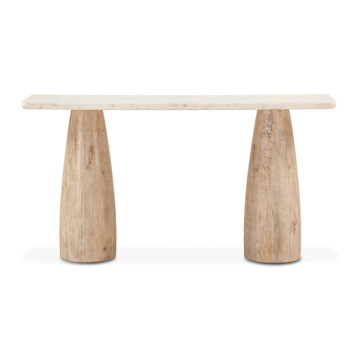 Home Trends & Design Palm Springs 60" Console Table with White Marble and Whitewash Modern Base — Whitewash