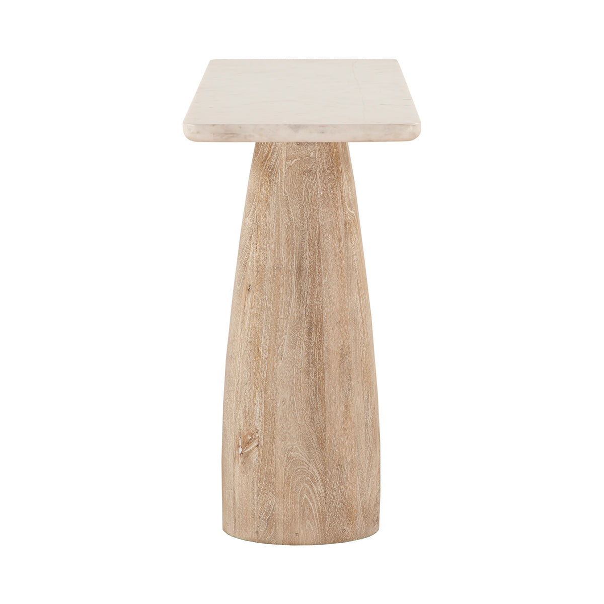 Home Trends & Design Palm Springs 60" Console Table with White Marble and Whitewash Modern Base — Whitewash