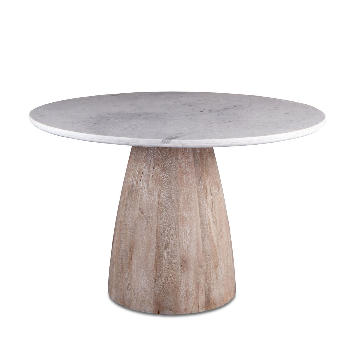 Home Trends & Design Palm Springs 48" Round Dining Table with White Marble and Whitewash Modern Base — Whitewash