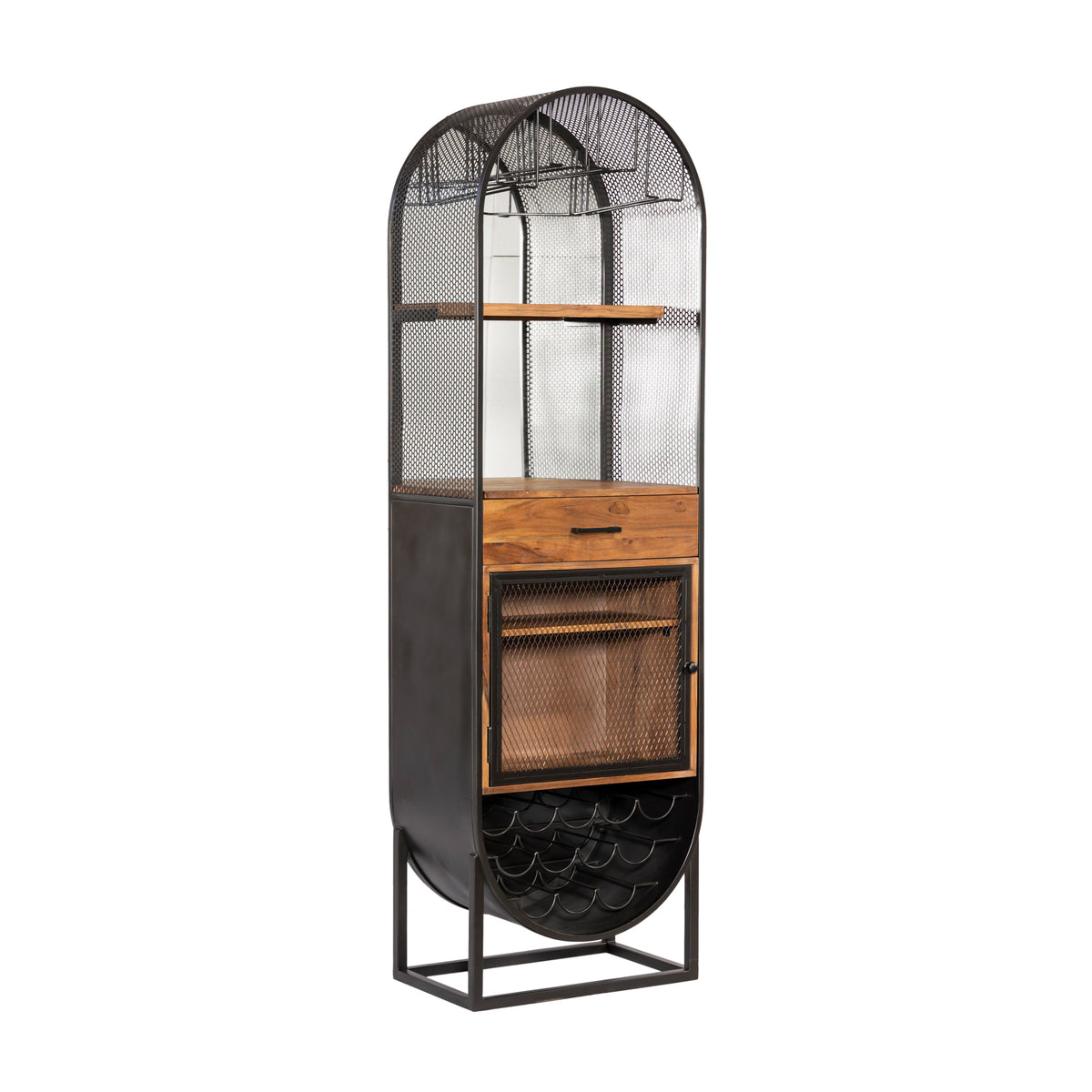 Home Trends Direct Roswell 23" Bar Cabinet — Natural Mango Wood and Iron