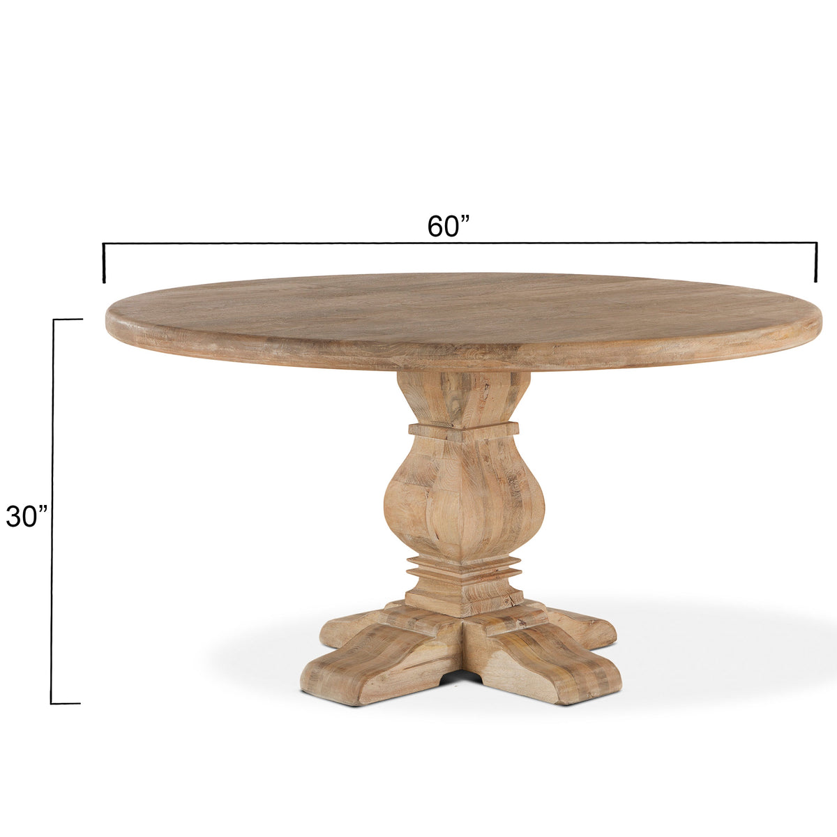 Home Trends Direct San Rafael 60" Round Dining Table — Antique Oak