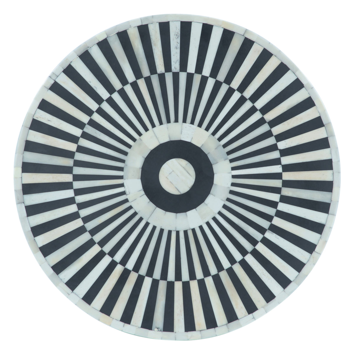 Home Trends Direct Taara 18" Round Side Table — Black and White Striped Pattern
