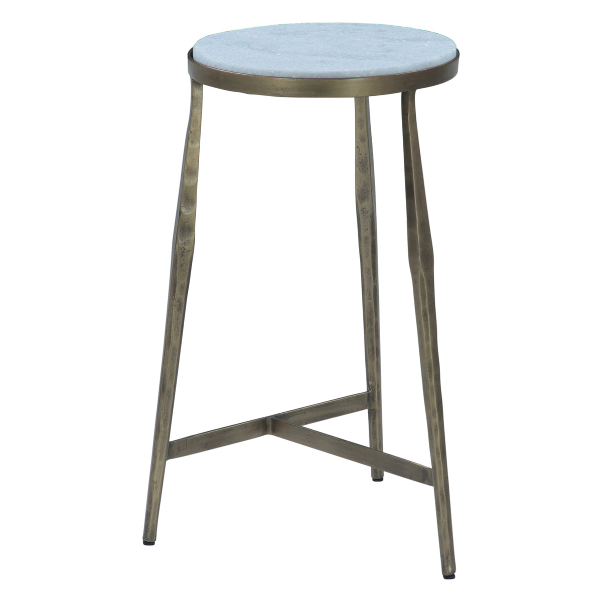Home Trends Direct Venice 13" Side Table — Antique Brass with White Marble Top