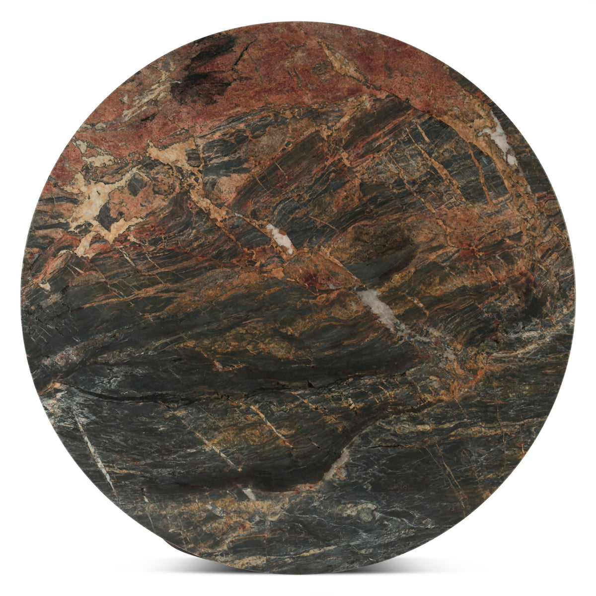Home Trends & Design Vista 48" Round Dining Table with Lava Marble and Dark Mango Base — Dark Mango