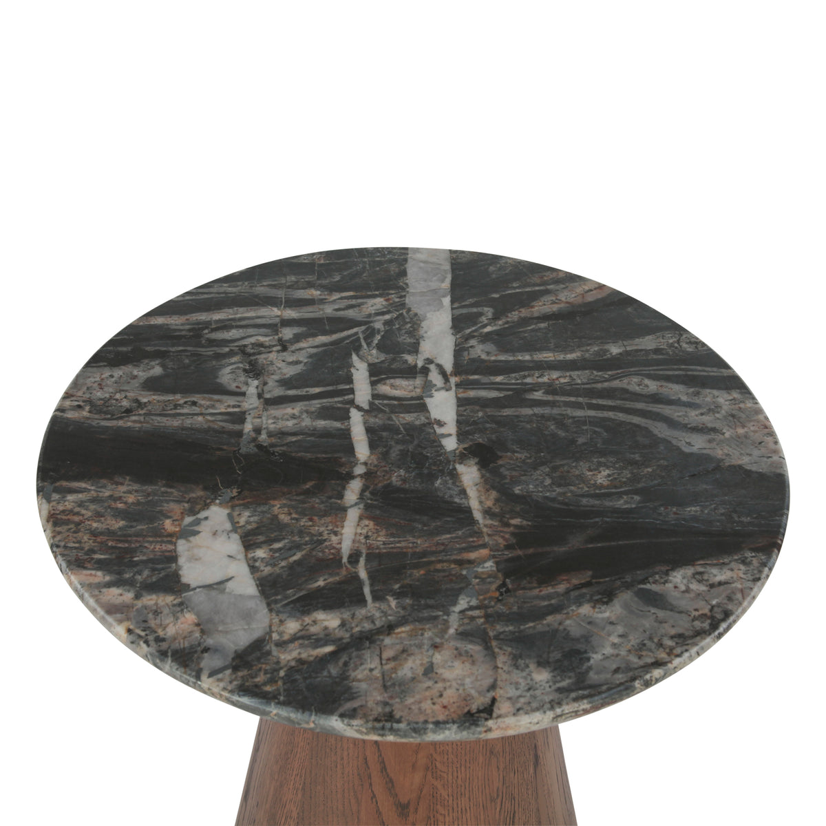 Home Trends & Design Vista 22" Side Table with Lava Marble and Dark Mango Base — Dark Mango