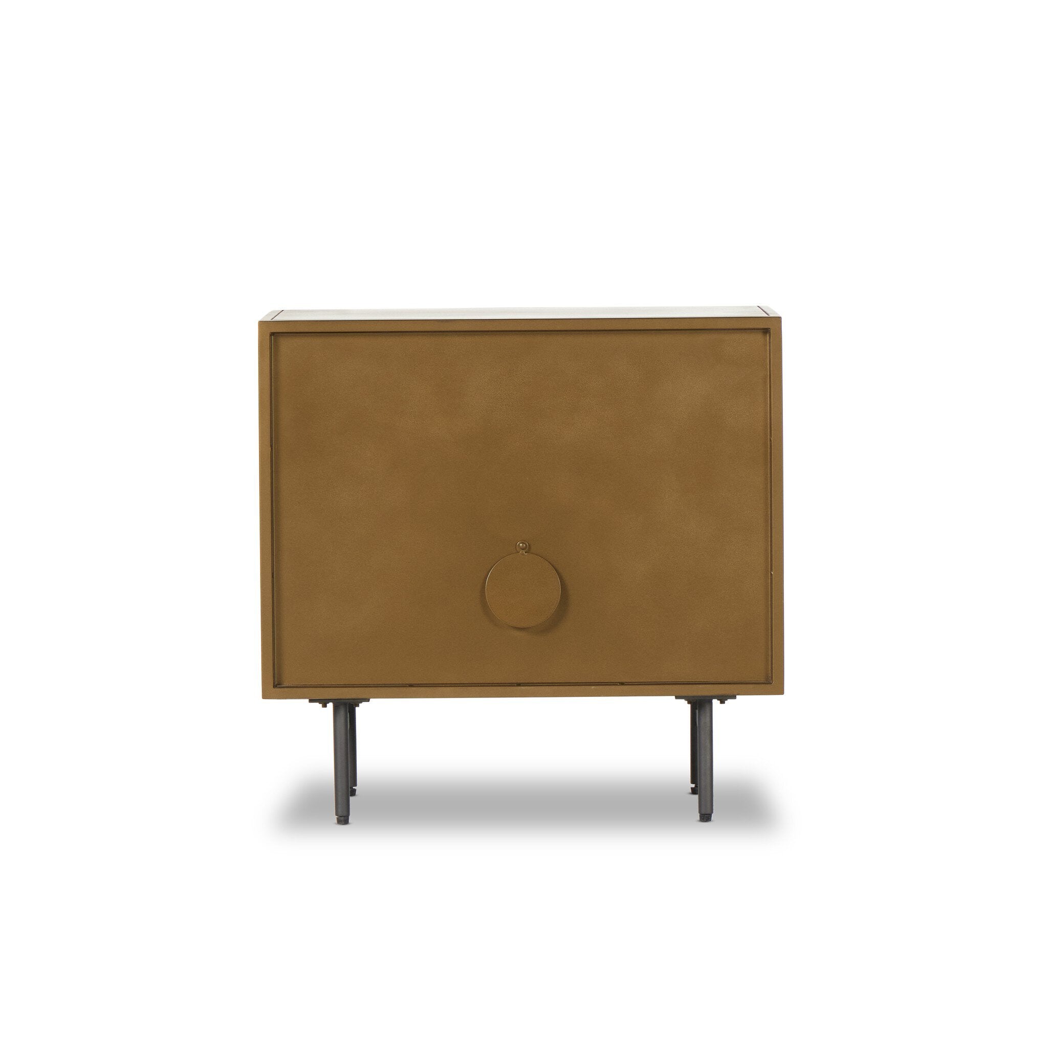 Four Hands Sunburst Cabinet Nightstand — Sunburst Etched Aged Brass PC-Gunmetal-Aged Brass PC