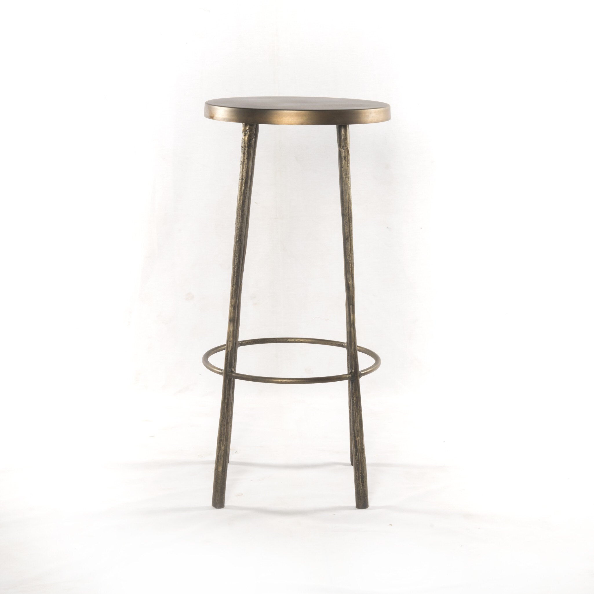 Four Hands Westwood Bar + Counter Stool — Aged Brass-Tapered Hammered Aged Brass-Bar