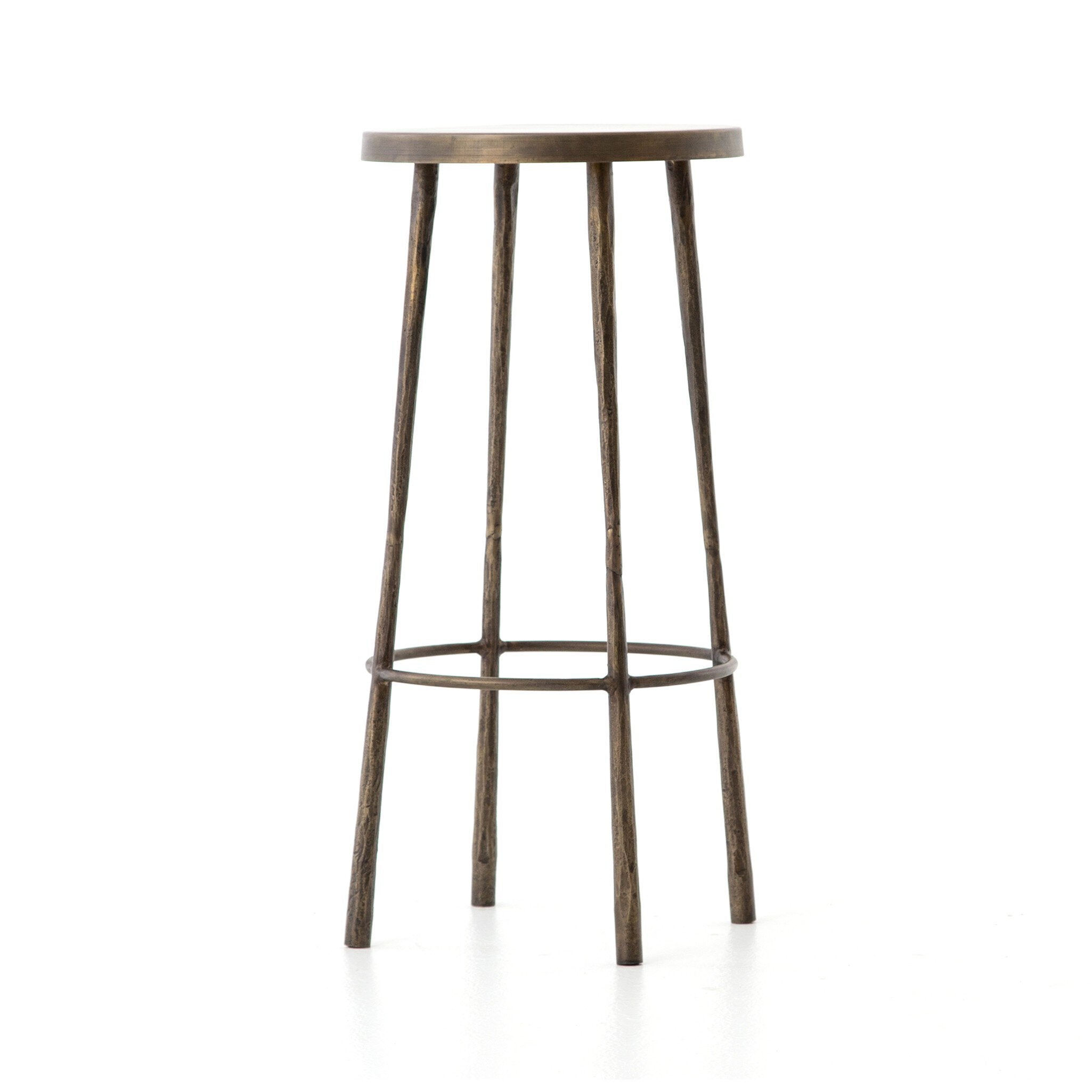 Four Hands Westwood Bar + Counter Stool — Aged Brass-Tapered Hammered Aged Brass-Bar