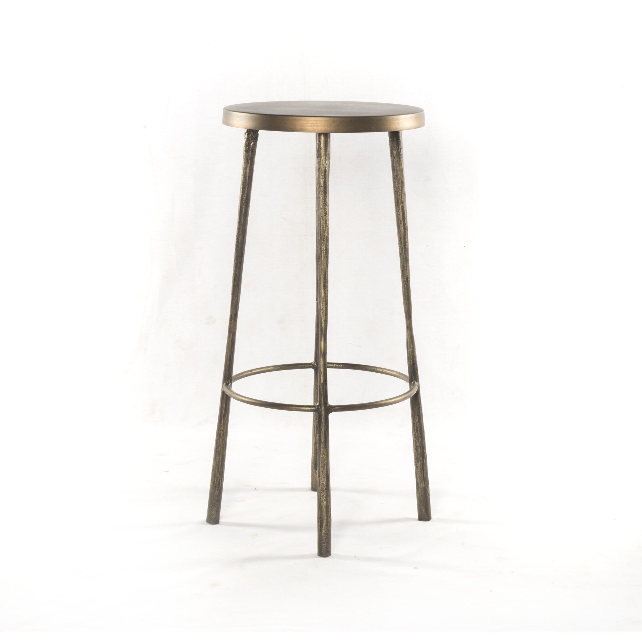 Four Hands Westwood Bar + Counter Stool — Aged Brass-Tapered Hammered Aged Brass-Bar