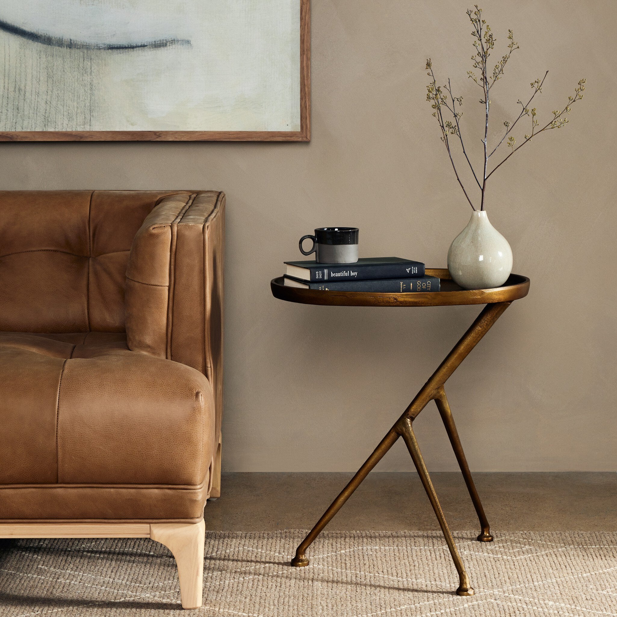 Four Hands Schmidt Accent Table — Raw Antique Brass
