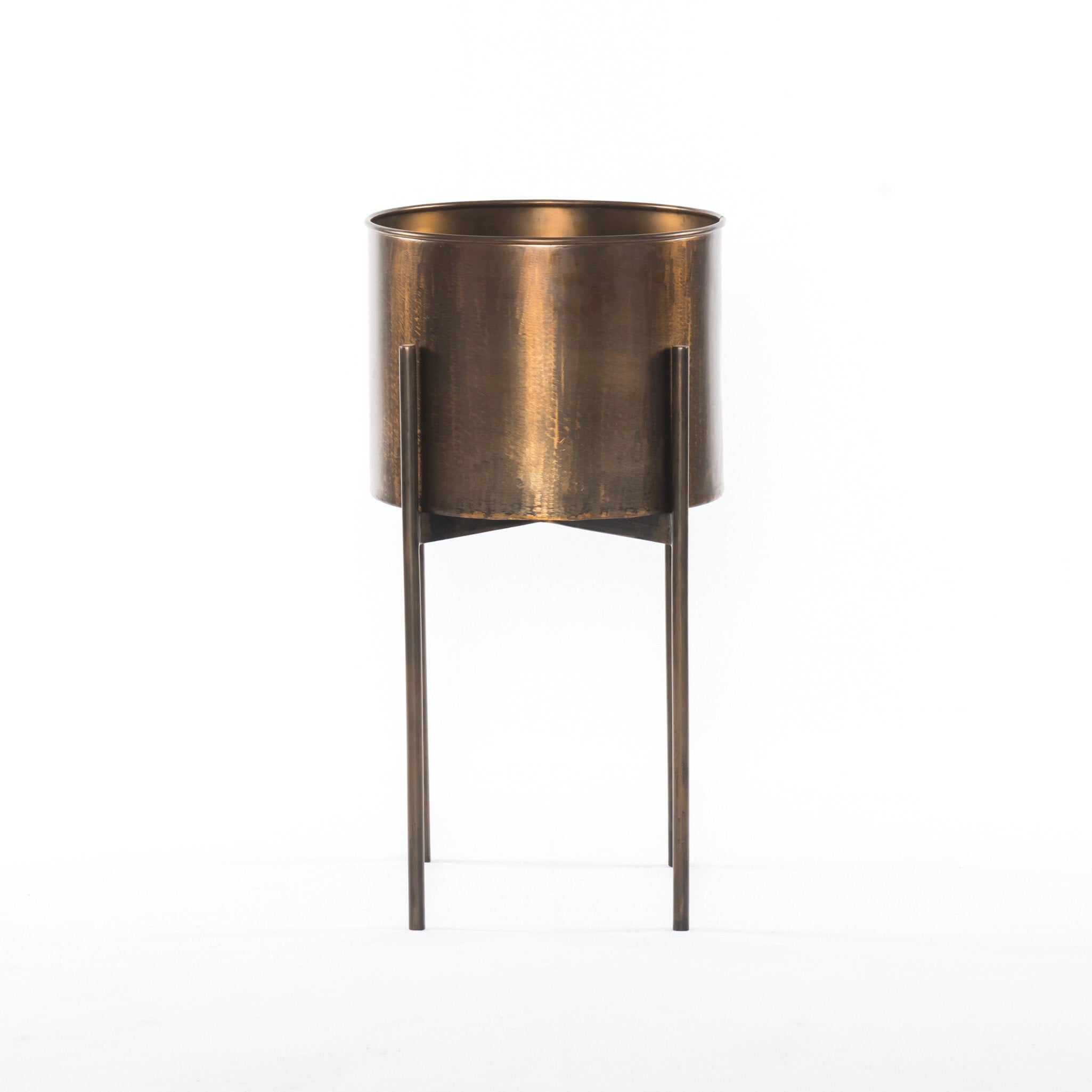 Four Hands Jed Planter — Weathered Brass-Dark Brass