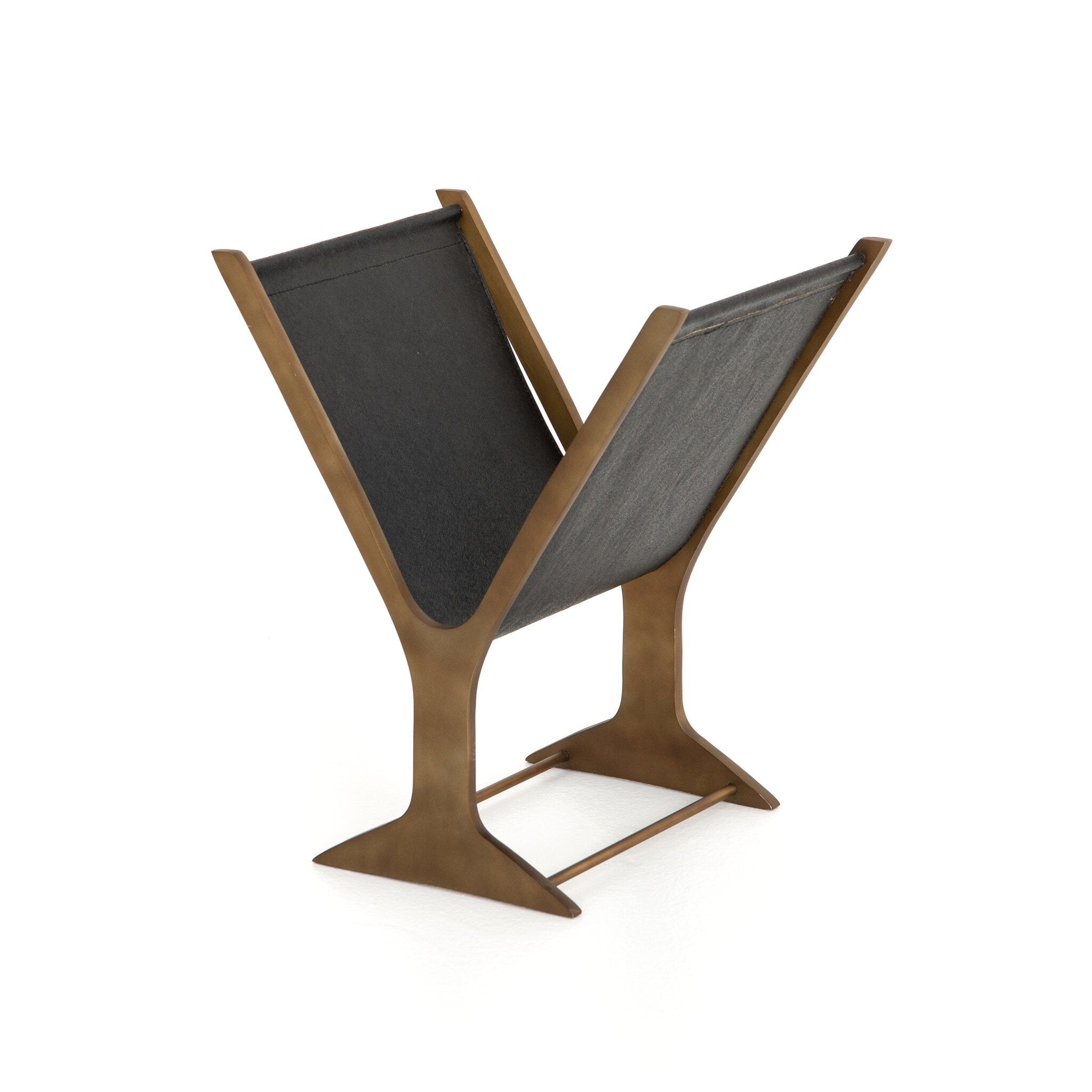 Four Hands Feldman Magazine Rack — Perforated Black-Rustic Brass