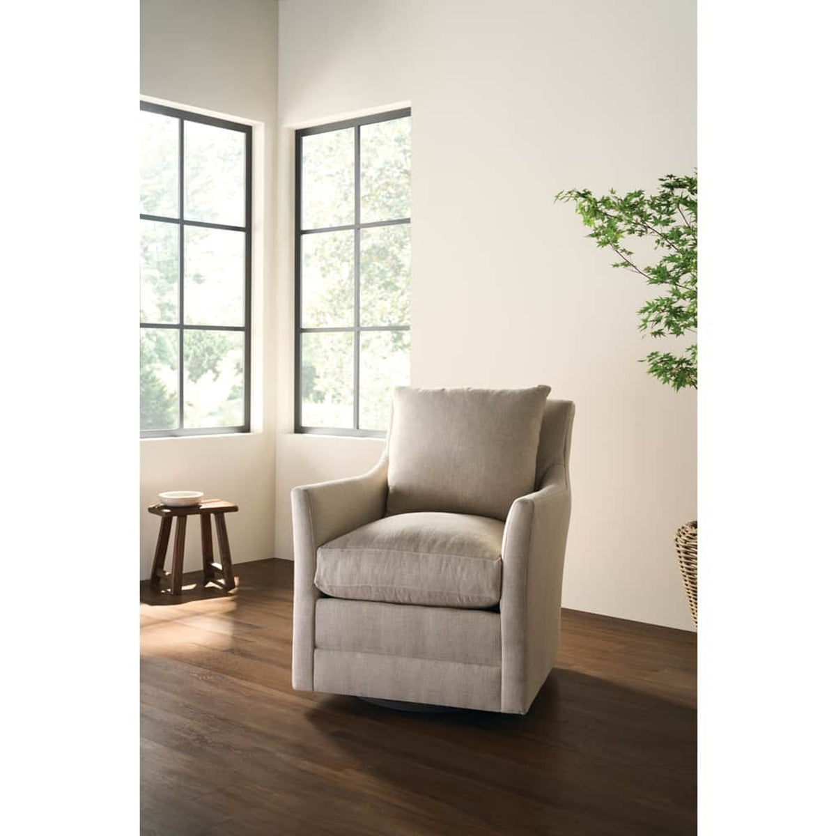 Rowe Furniture Isley Swivel Glider — Natural - Performance Linen
