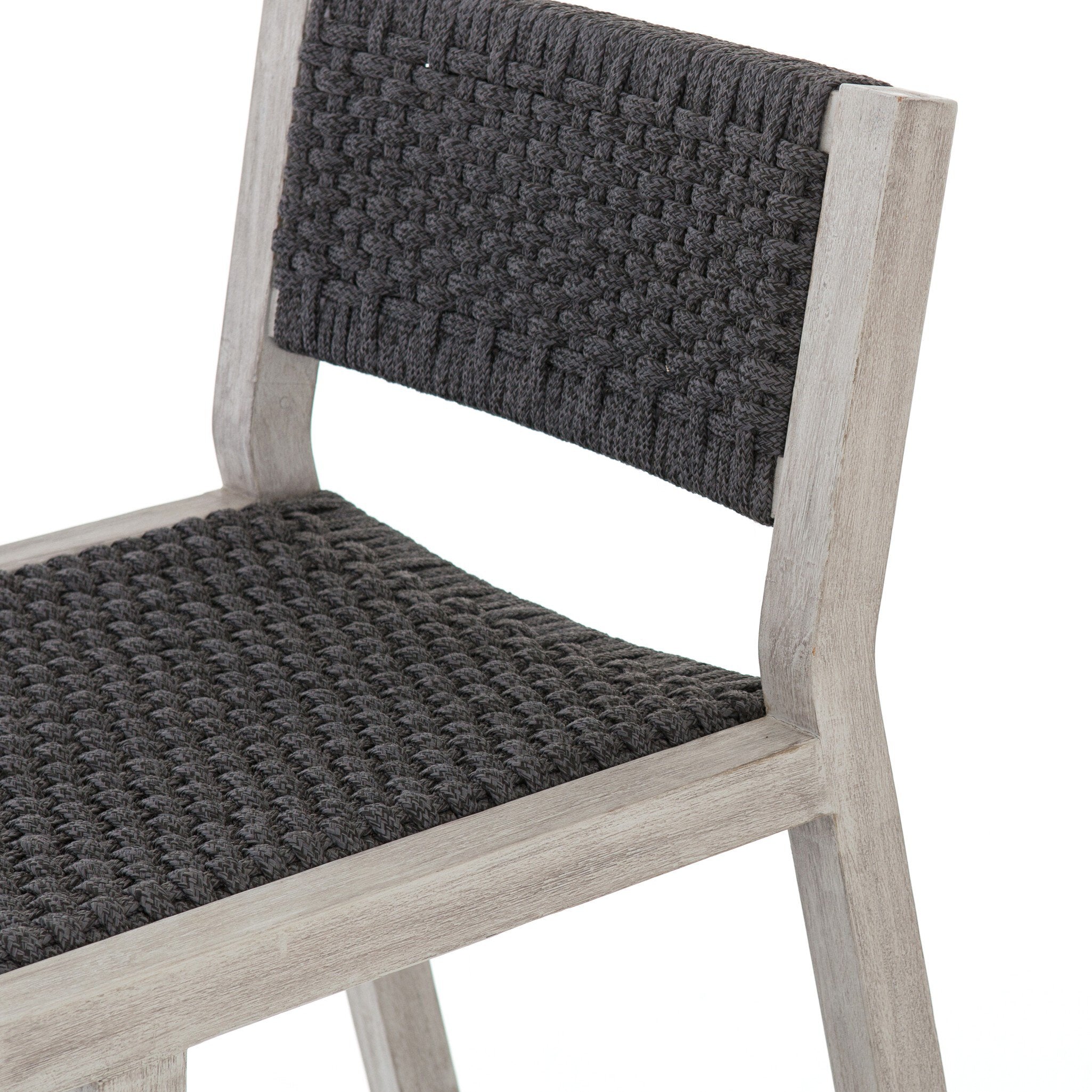 Four Hands Delano Outdoor Bar + Counter Stool — Weathered Grey-FSC-Thick Dark Grey Rope-Bar