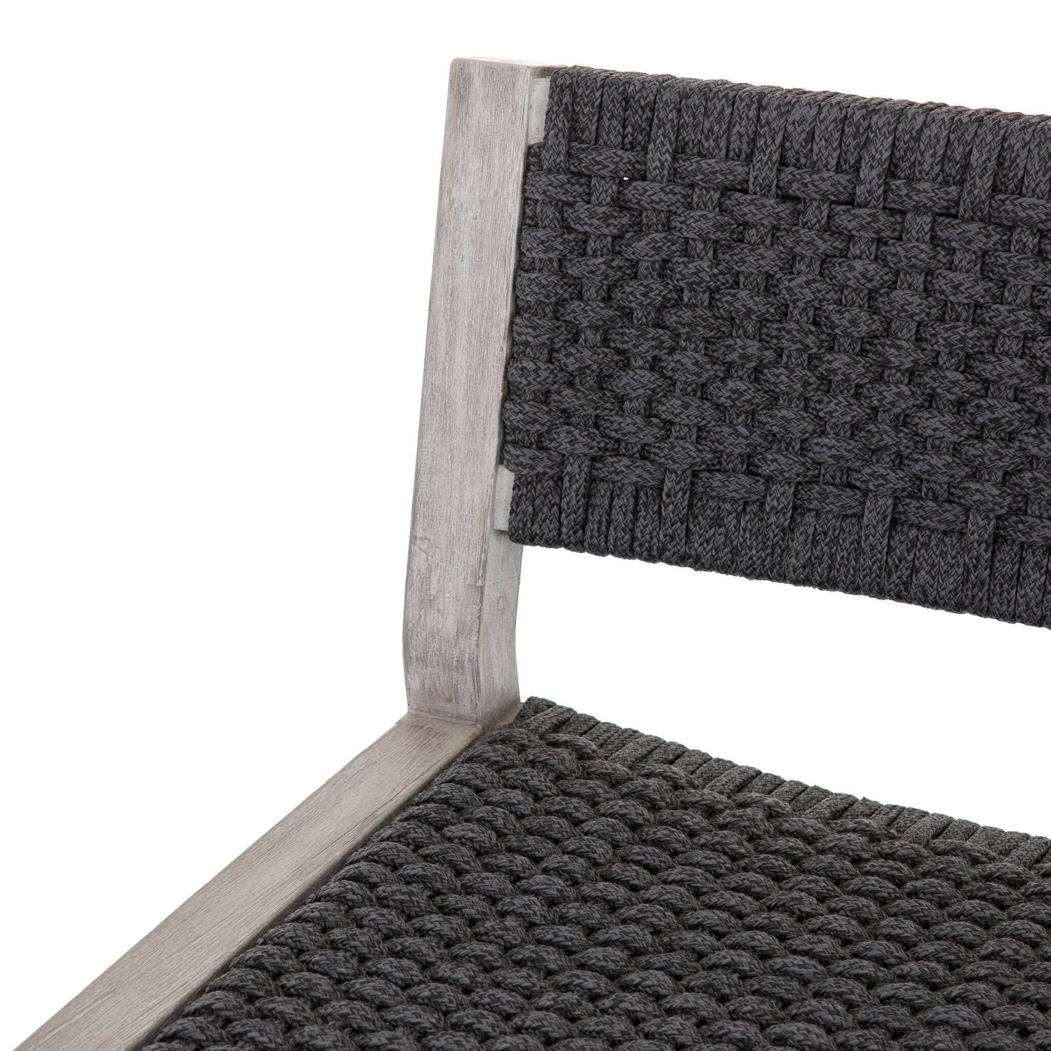 Four Hands Delano Outdoor Bar + Counter Stool — Weathered Grey-FSC-Thick Dark Grey Rope-Bar