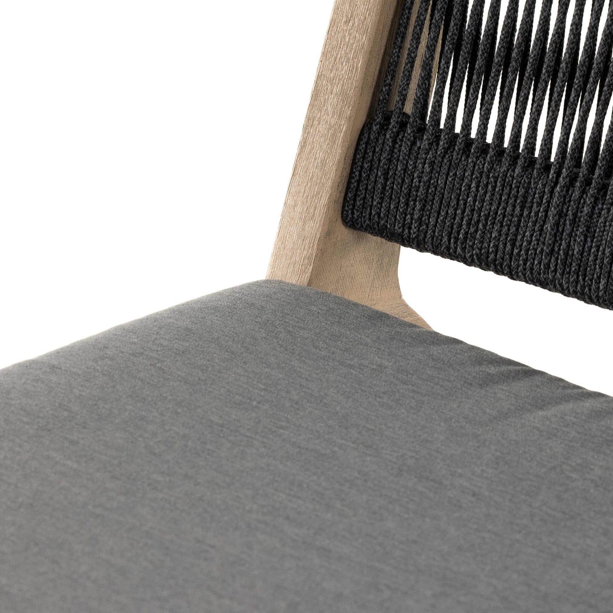Four Hands Julian Outdoor Chair — Washed Brown-FSC-Dark Grey Rope-Grey Rope