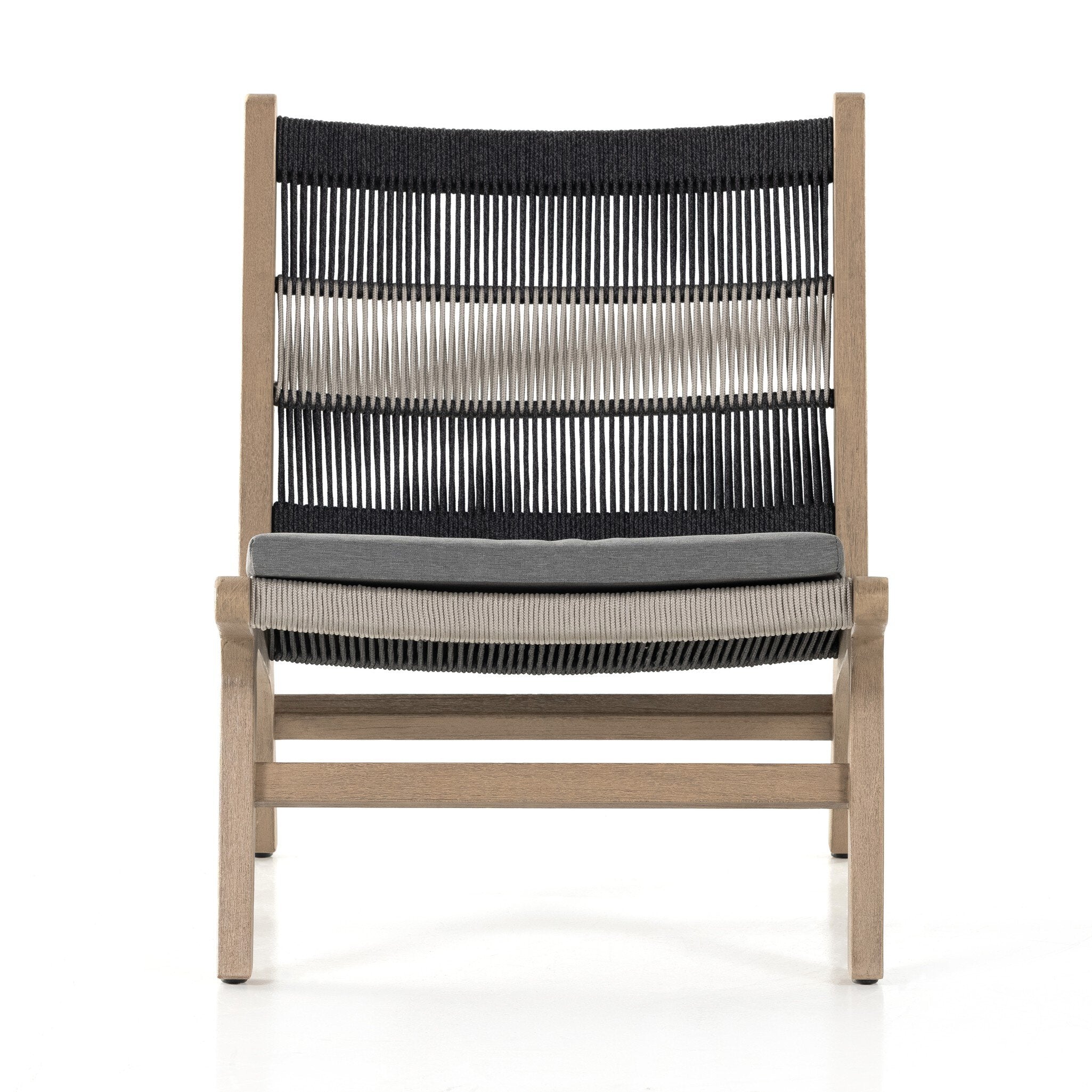 Four Hands Julian Outdoor Chair — Washed Brown-FSC-Dark Grey Rope-Grey Rope