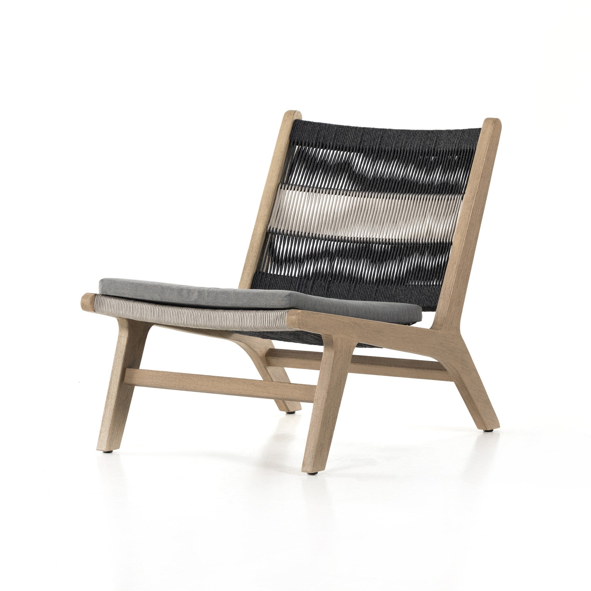 Four Hands Julian Outdoor Chair — Washed Brown-FSC-Dark Grey Rope-Grey Rope