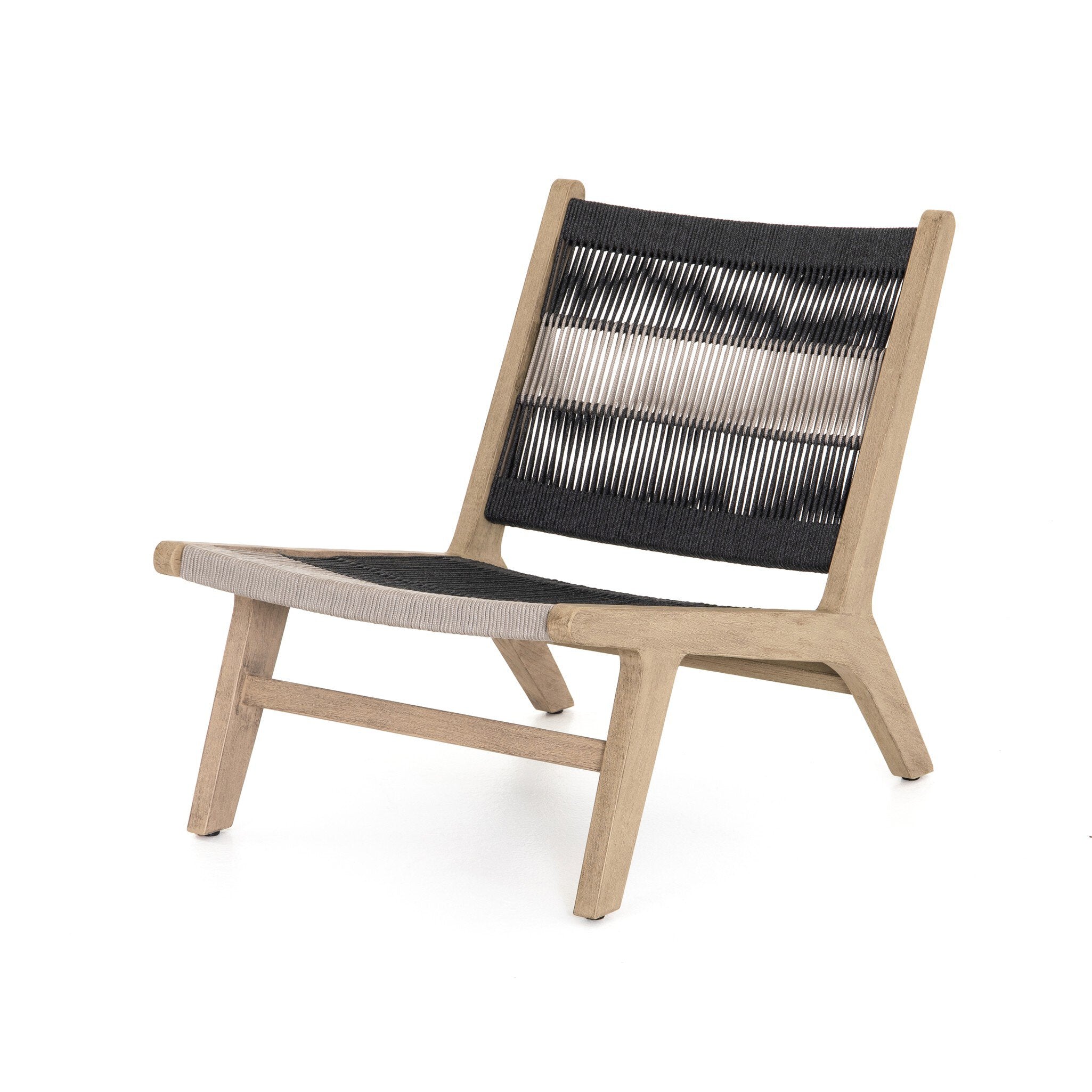 Four Hands Julian Outdoor Chair — Washed Brown-FSC-Dark Grey Rope-Grey Rope
