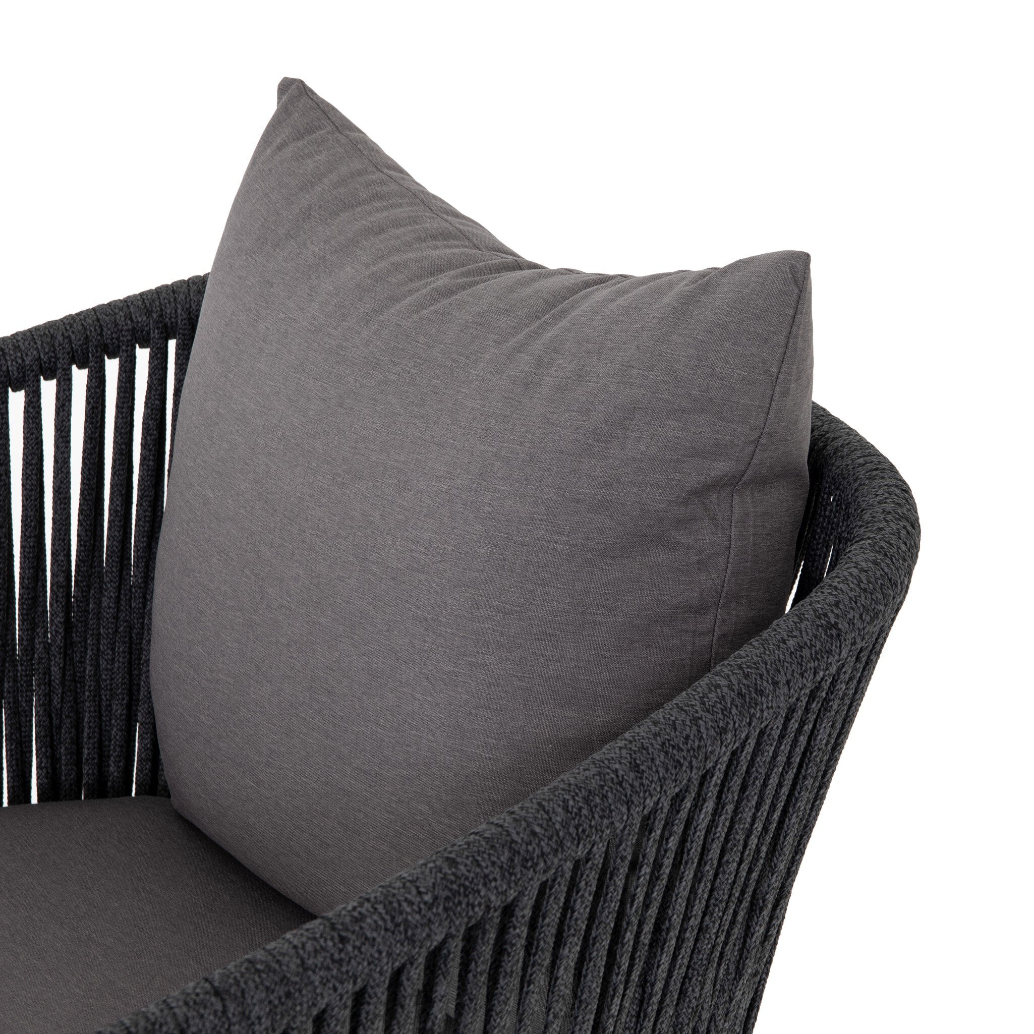 Four Hands Porto Outdoor Chair — Venao Charcoal-Bronze-Thick Dark Grey Rope