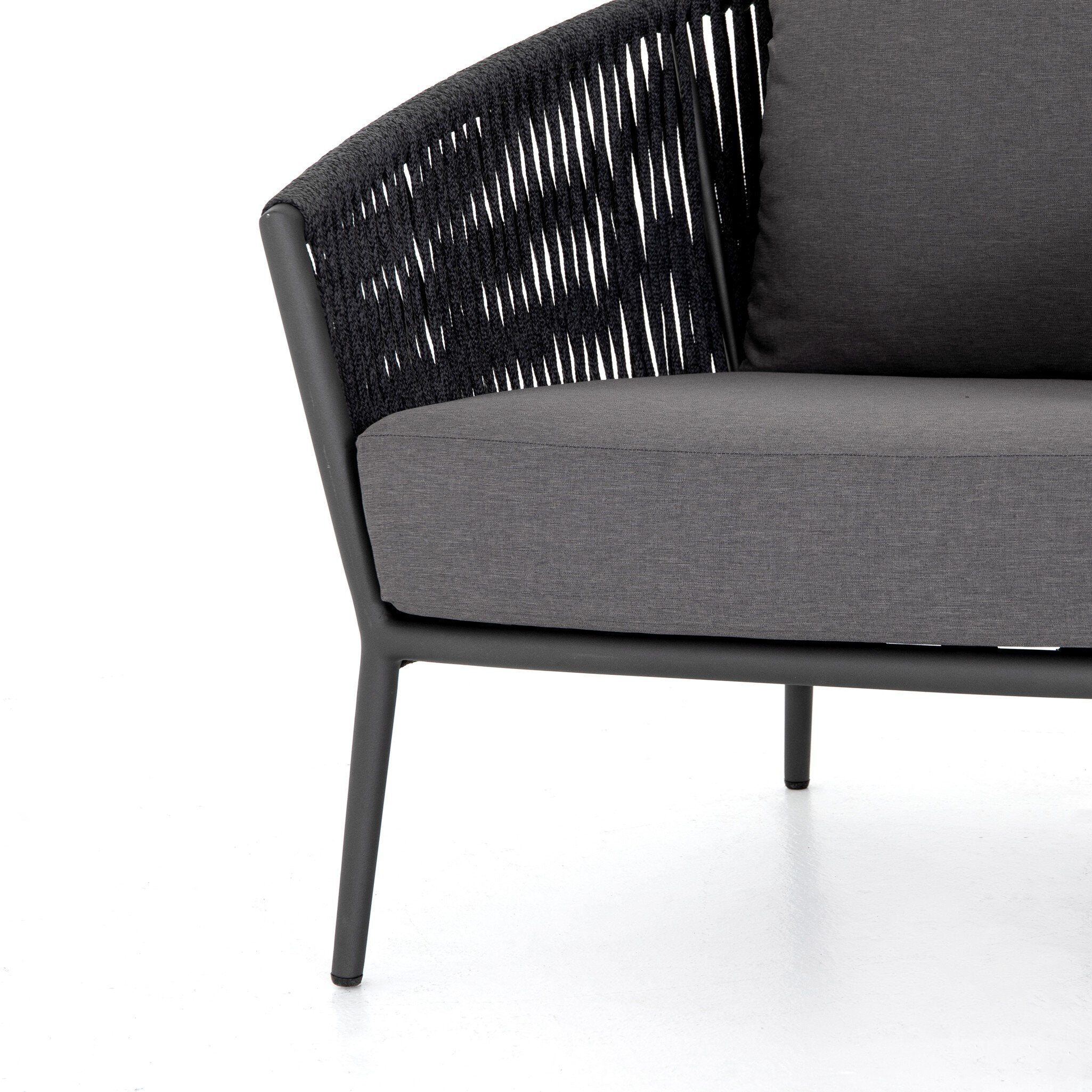 Four Hands Porto Outdoor Chair — Venao Charcoal-Bronze-Thick Dark Grey Rope