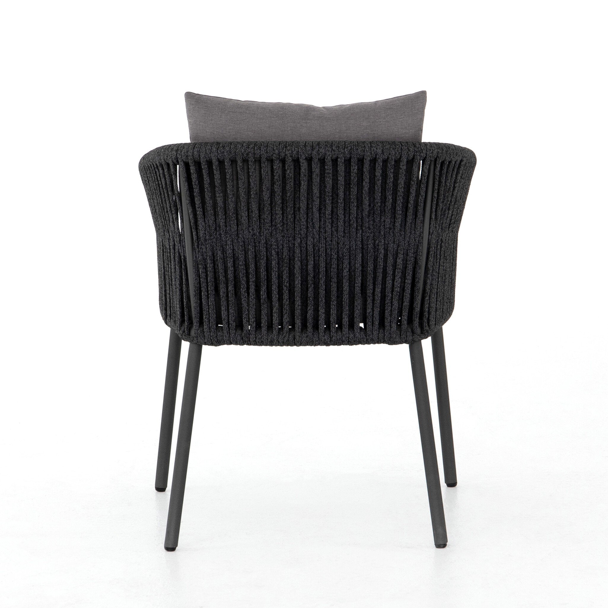 Four Hands Porto Outdoor Dining Chair — Bronze-Venao Charcoal-Thick Dark Grey Rope