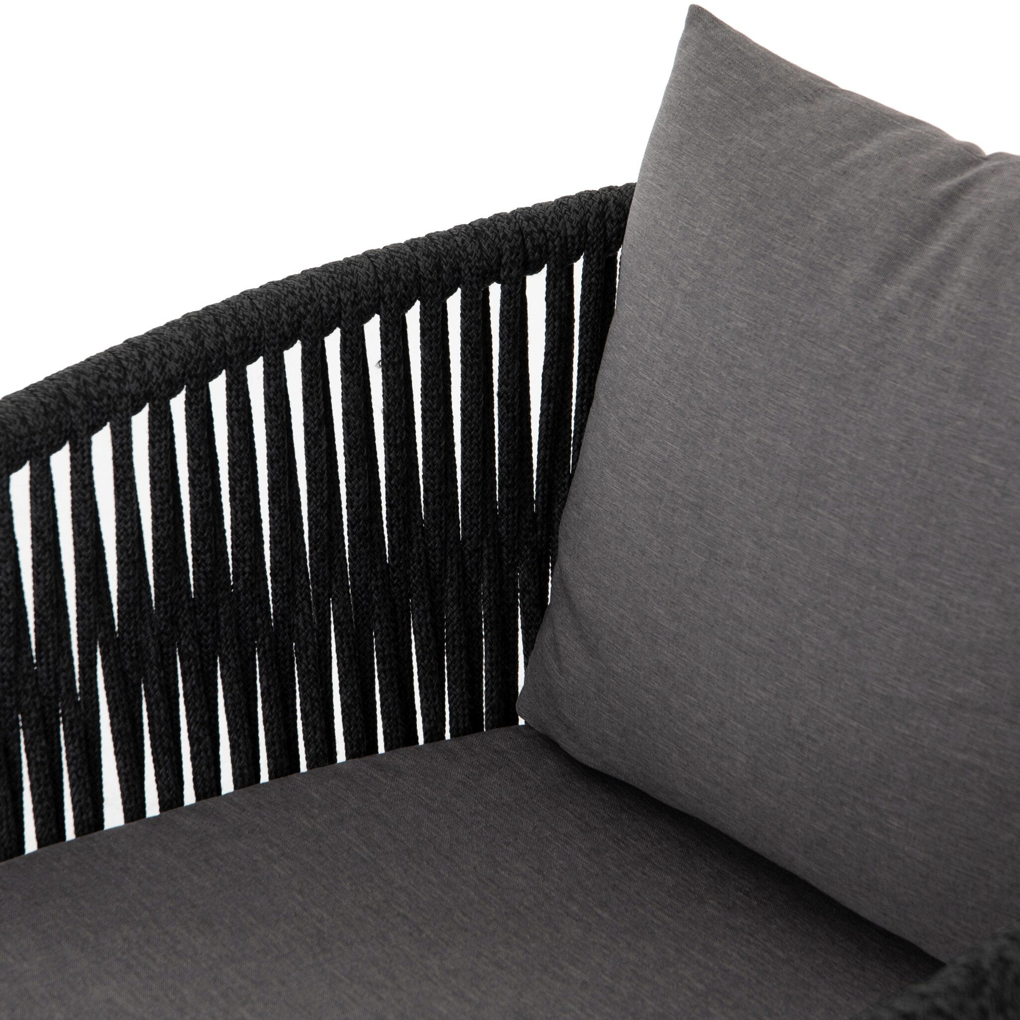 Four Hands Porto Outdoor Dining Chair — Bronze-Venao Charcoal-Thick Dark Grey Rope