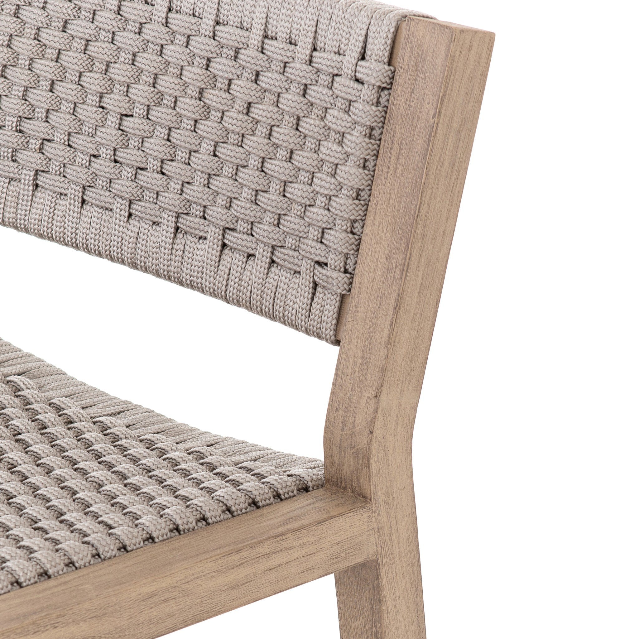 Four Hands Delano Outdoor Bar + Counter Stool — Washed Brown-FSC-Thick Grey Rope-Counter
