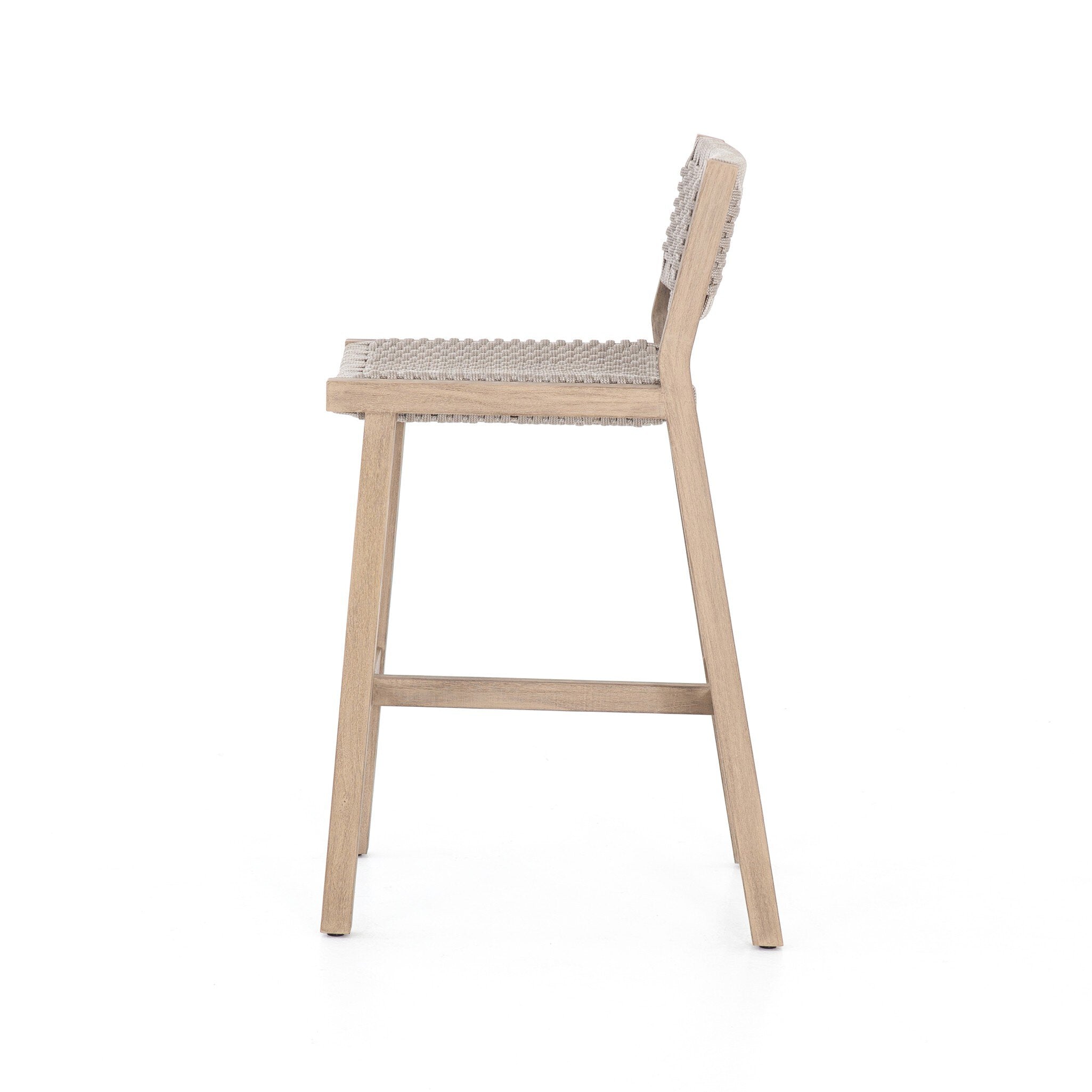 Four Hands Delano Outdoor Bar + Counter Stool — Washed Brown-FSC-Thick Grey Rope-Counter