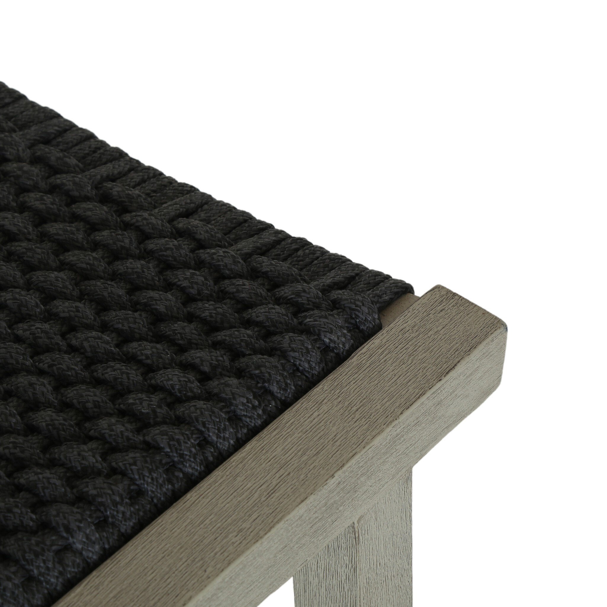 Four Hands Delano Outdoor Bar + Counter Stool — Weathered Grey-FSC-Thick Dark Grey Rope-Counter