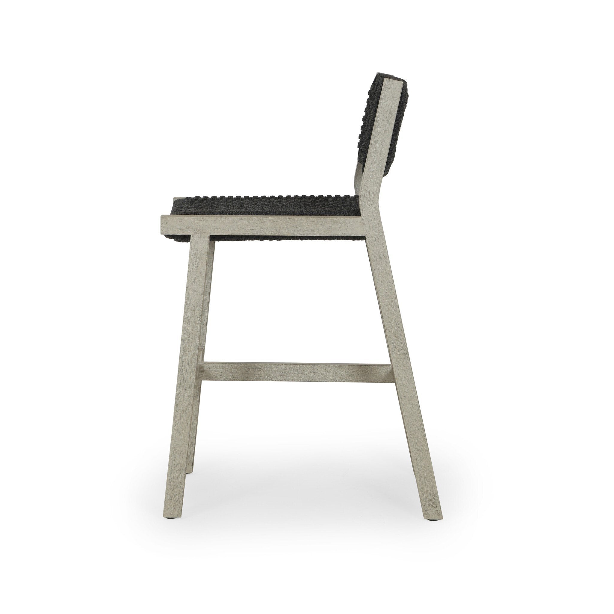 Four Hands Delano Outdoor Bar + Counter Stool — Weathered Grey-FSC-Thick Dark Grey Rope-Counter