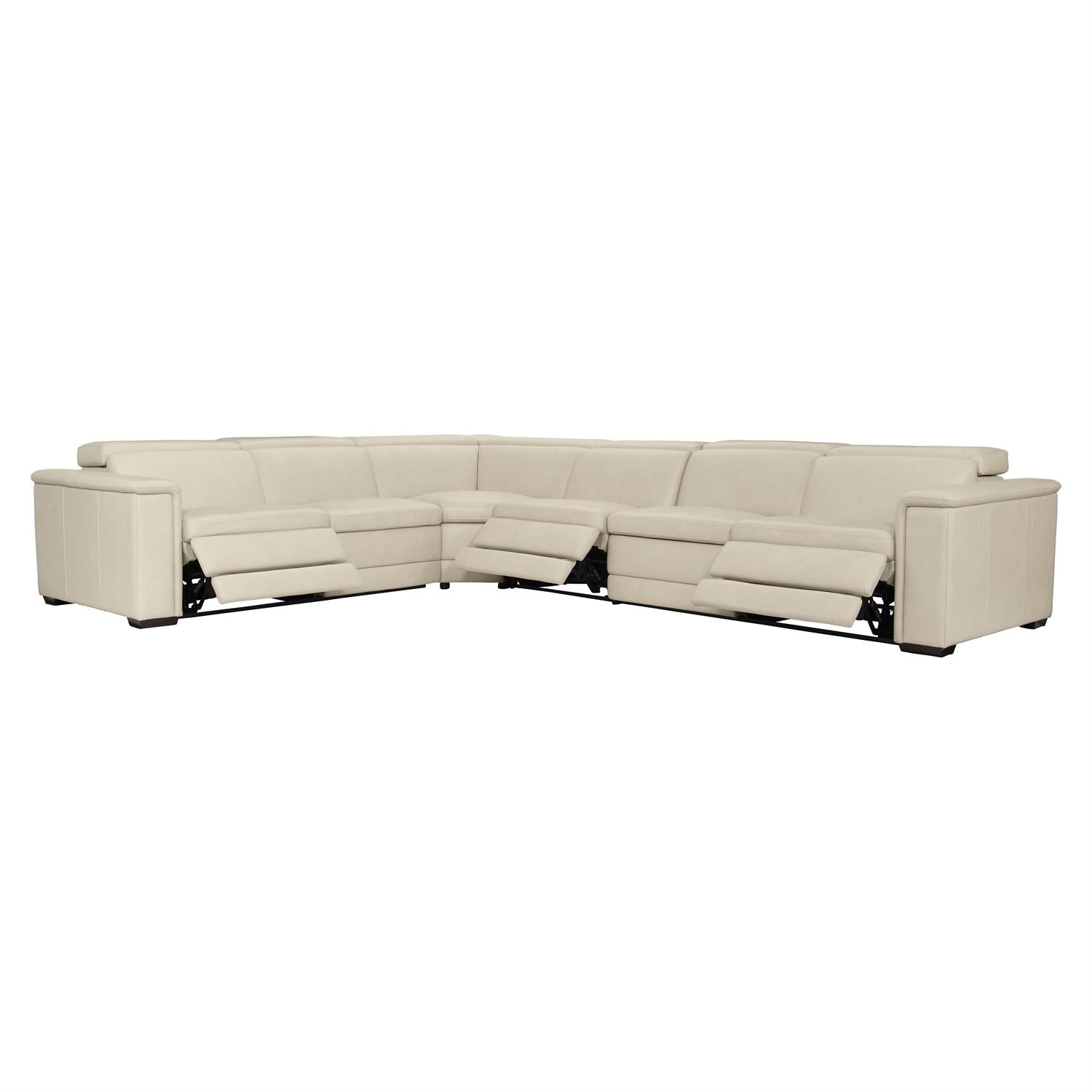 Bernhardt Lioni Leather Power Motion Sectional — 4-Piece, Cream