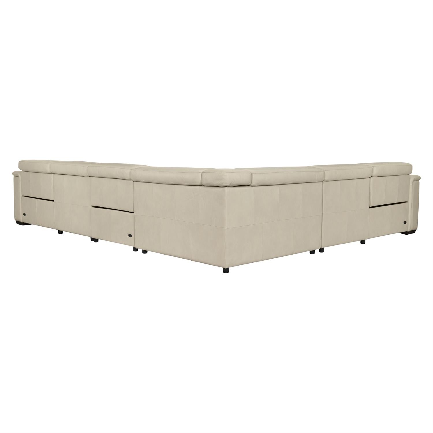Bernhardt Lioni Leather Power Motion Sectional — 4-Piece, Cream