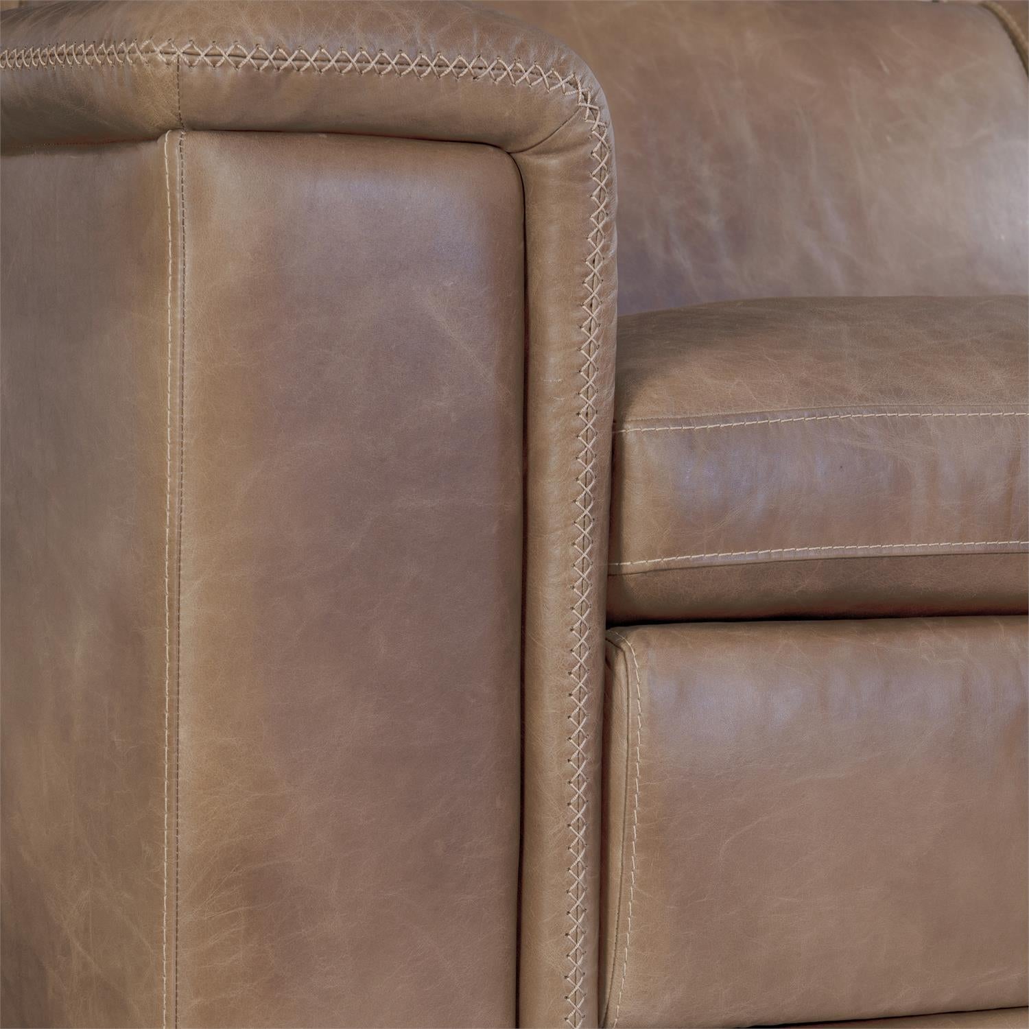 Bernhardt Lioni Leather Power Motion Sectional — 4-Piece, Vintage Brown