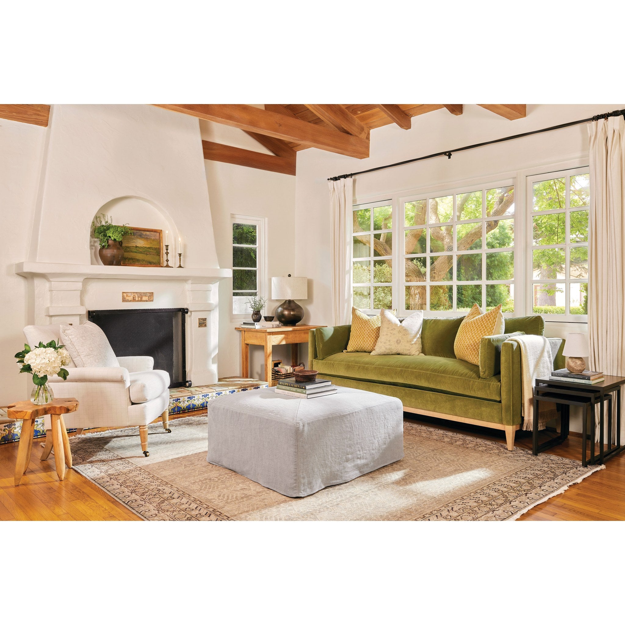 Rowe Furniture Leo Sofa — Olive Velvet