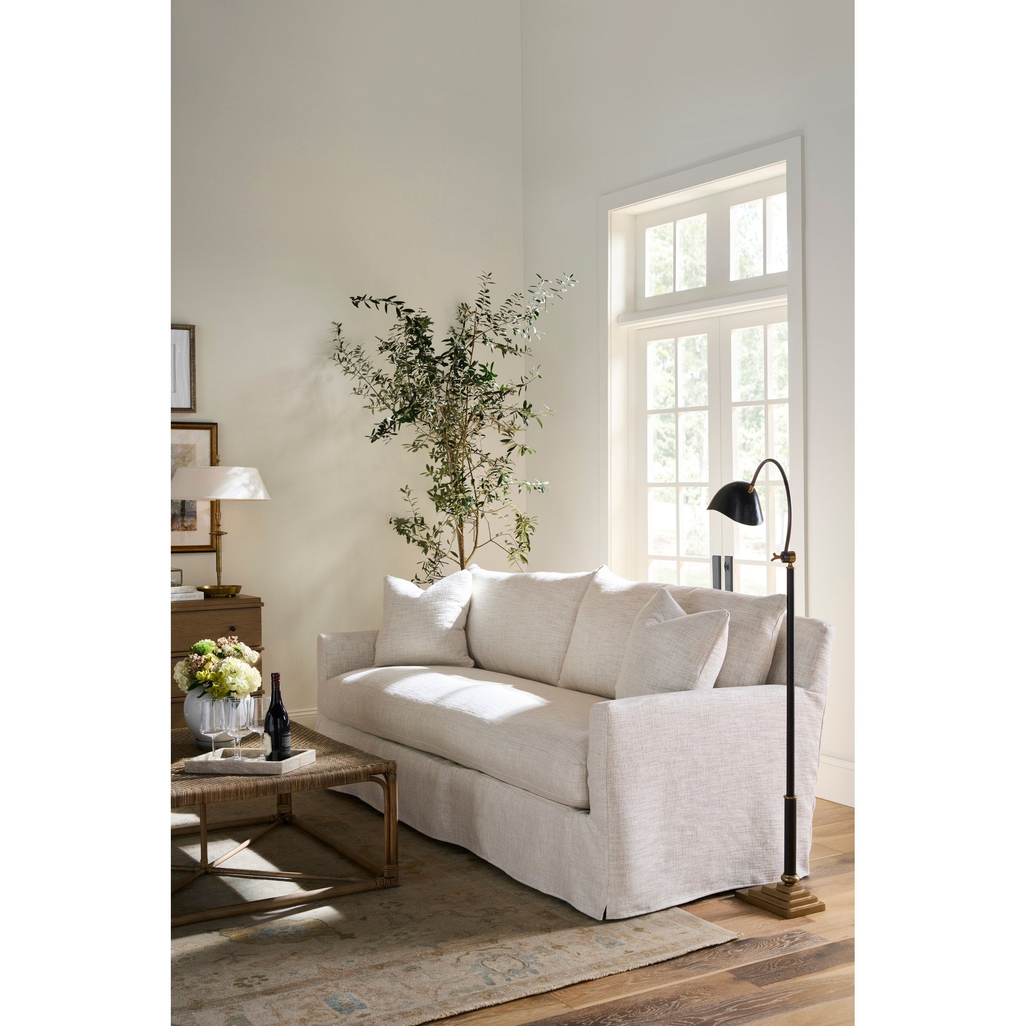 Rowe Furniture Lilah Slip Sofa — Bone White - Linen