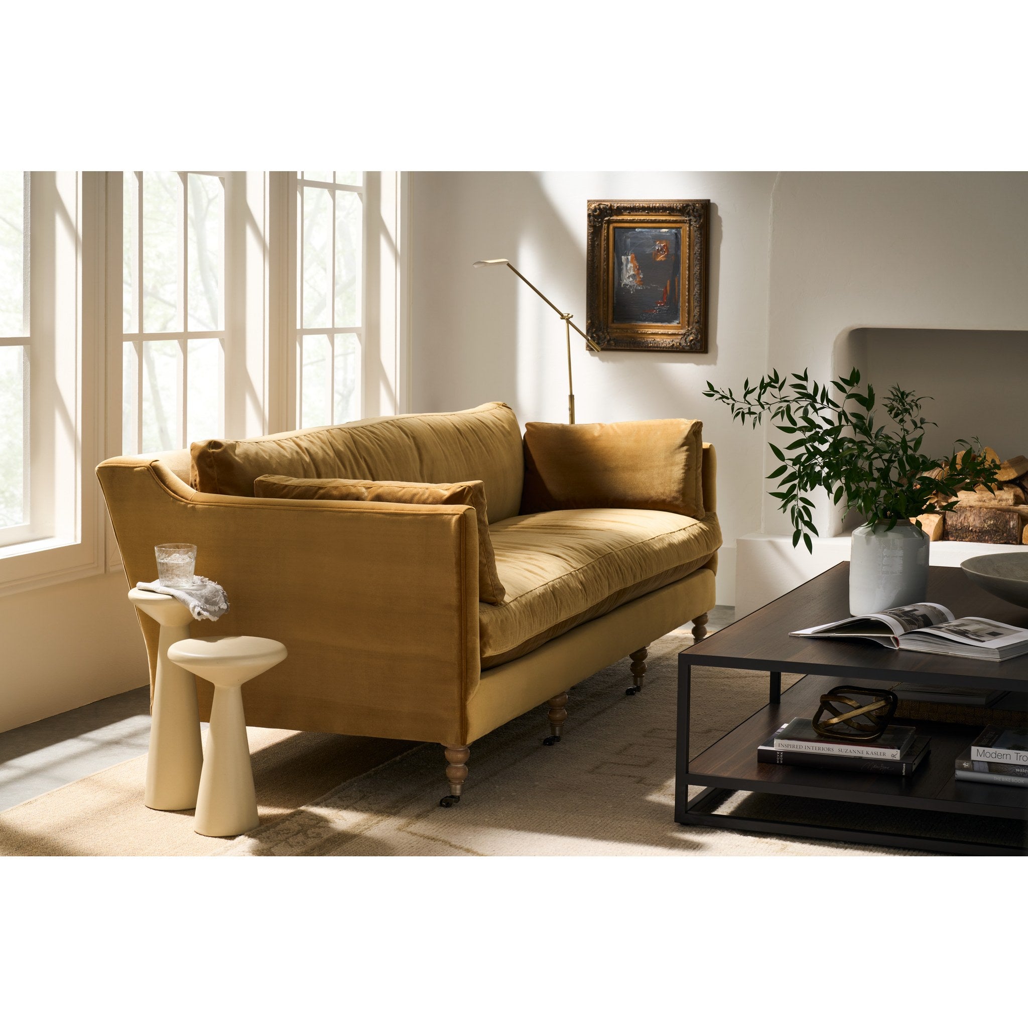 Rowe Furniture Madeline Sofa — 90" — Antiqued Amber Velvet