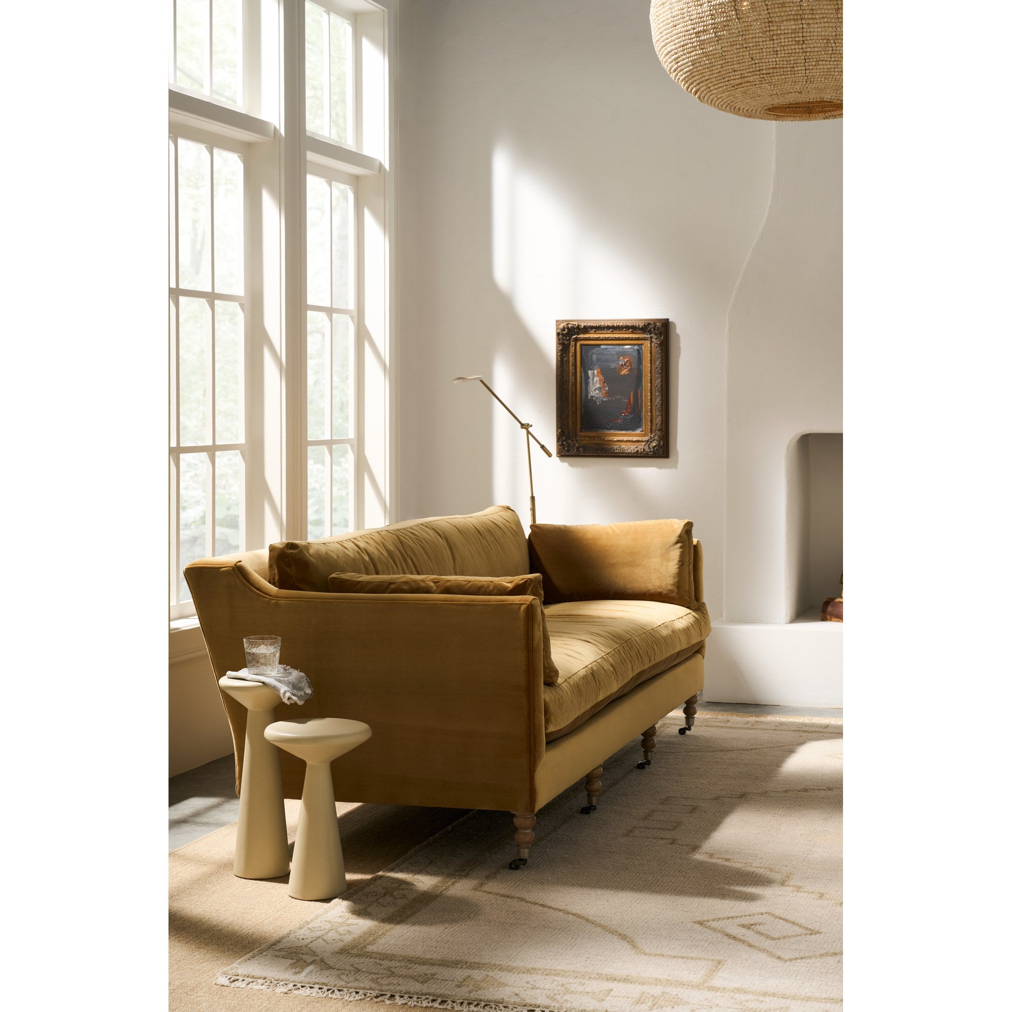 Rowe Furniture Madeline Sofa — 90" — Antiqued Amber Velvet