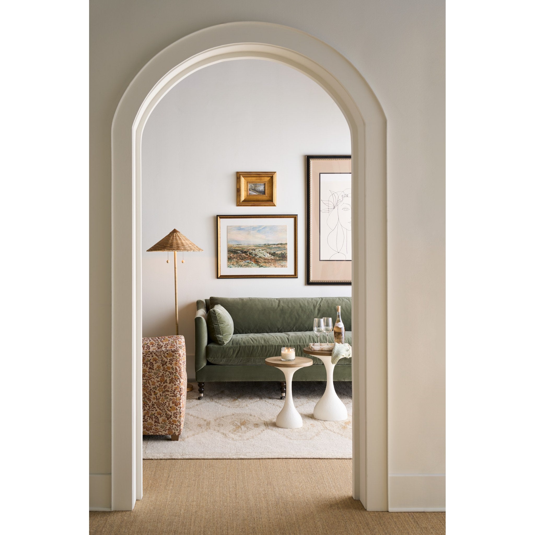 Rowe Furniture Madeline Sofa — 90" — Antiqued Moss Velvet