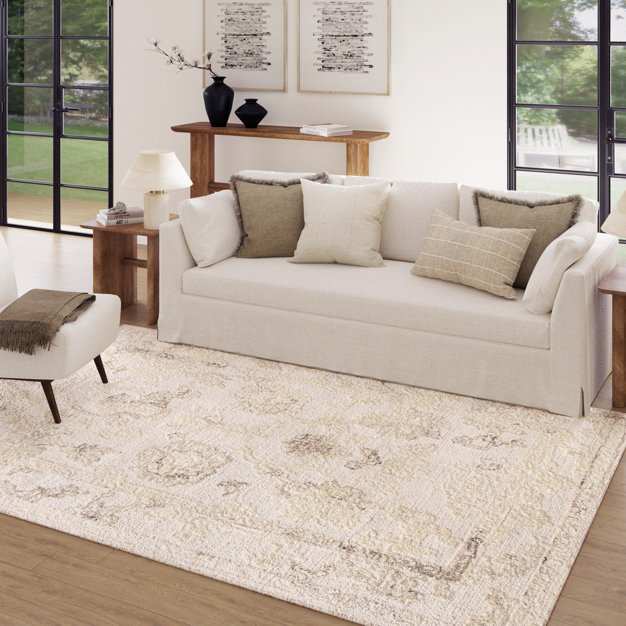 LR Home Nuvia Rug — Ivory / Beige