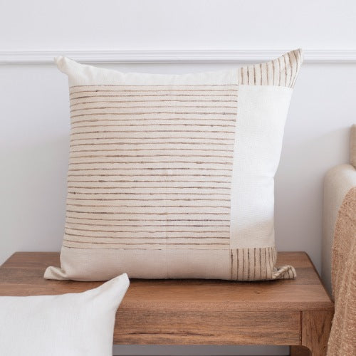LR Home Linen & Silk Pillow — Natural / Ivory