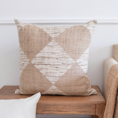 LR Home Linen & Silk Pillow — NATURAL/CREAM