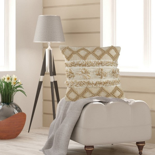 LR Home Homestead Pillow — Beige / White